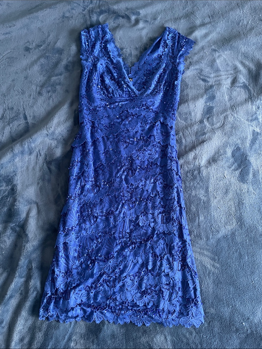 Le Chateau Royal Blue Lace Midi Dress